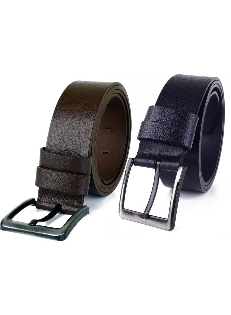 Lugmo 2 Pieces Leather Belt 4.5 cm Denim - Image 1